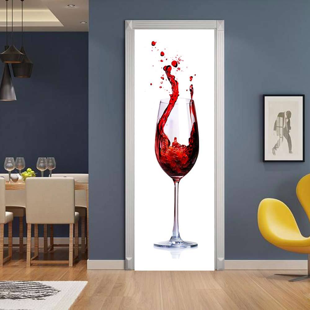 Uk 3d Wine Glass Door Wall Sticker Decals Self Adhesive Mural