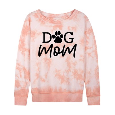 

Женский пуловер Dog Mom, Tie dye pink