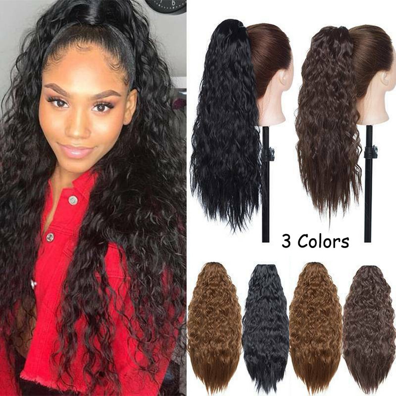 18inch Women Girls Kinky Afro Ponytail Clip In Hair Natural Curly