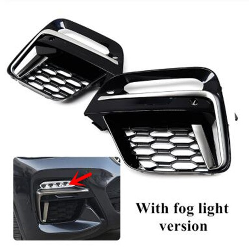 Pair Of Fog Light Covers For 2015-2017 BMW X3 & X4 (F25, F26) – Glossy Black ABS Grille Trim