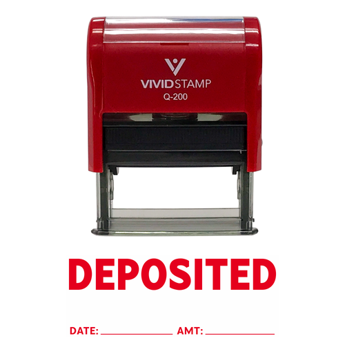Deposited With Date Amount Line Self Inking Rubber Stamp