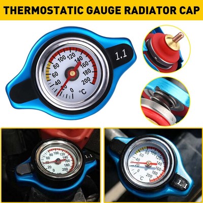 Aluminum Thermo Thermostatic Radiator Cap Cover Water Temperature Gauge Car E