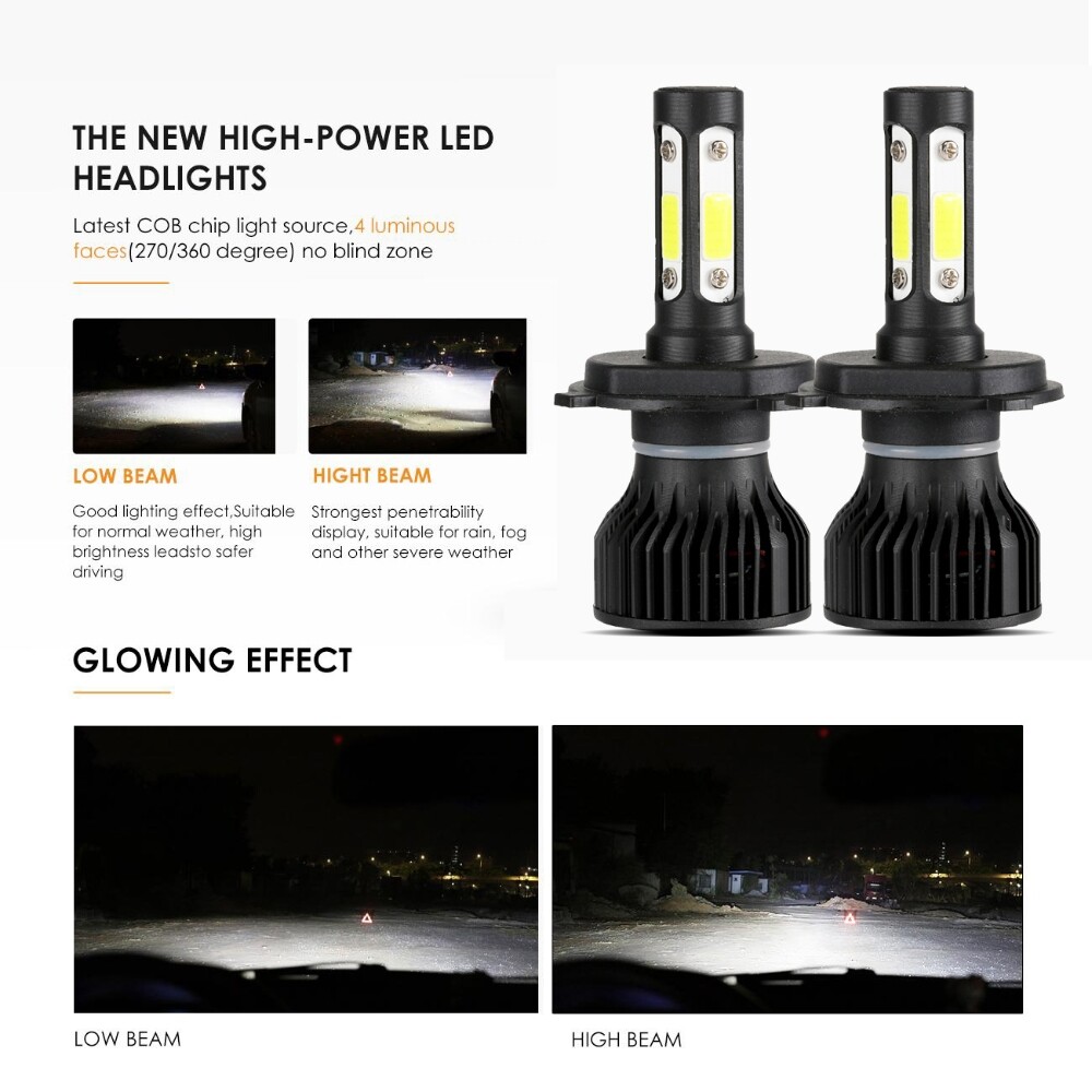 4-sides HB2 H4 9003 Super White 1500000LM Kit LED Headlight Bulbs High Low Beam