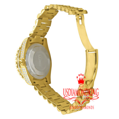 Pre-owned Usdiamondking 18k Yellow Gold Solid Stainless Steel Simulated Diamonds Presidential Watch 41mm