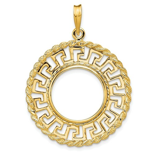 Pre-owned Roy Rose Jewelry Wideband Distinguished 14k Yellow Gold Coin Bezel Pendant Mounting - 13mm-37mm