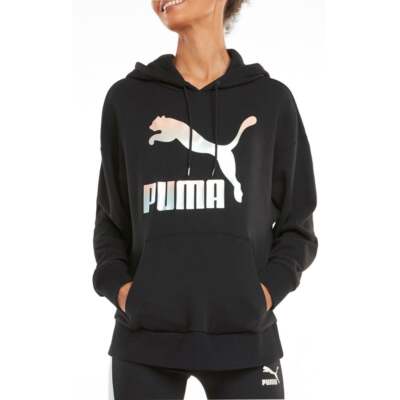 

Puma Classics Logo Pullover Hoodie Womens Size  Повседневная верхняя одежда 530075-71, Черный