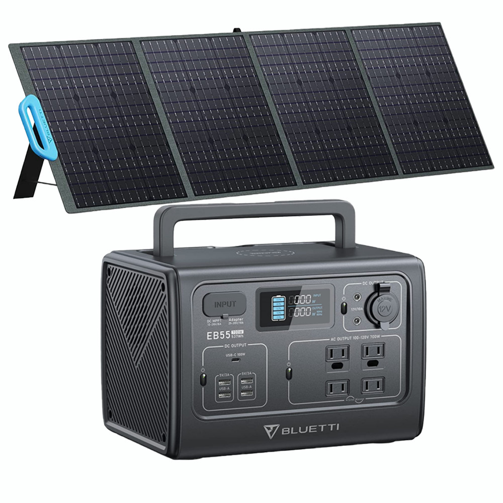 BLUETTI EB55 Solar Power Generator w/ 200W Solar Panel Kit Outage Outdoors Party