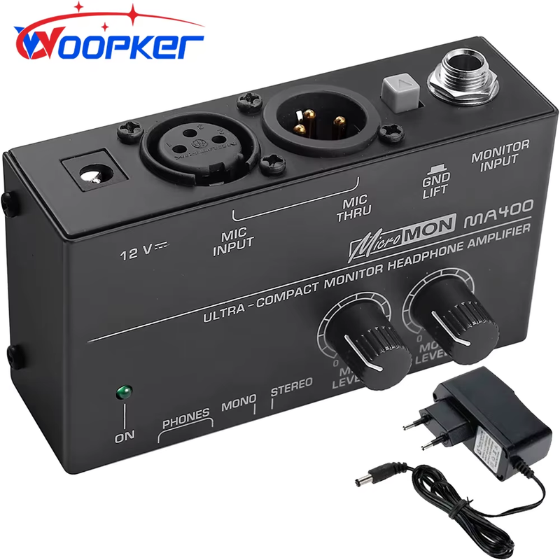 New MA400 Headphone Preamplifier Microphone Preamplifier Audio 6.35mm & 3.5mm He