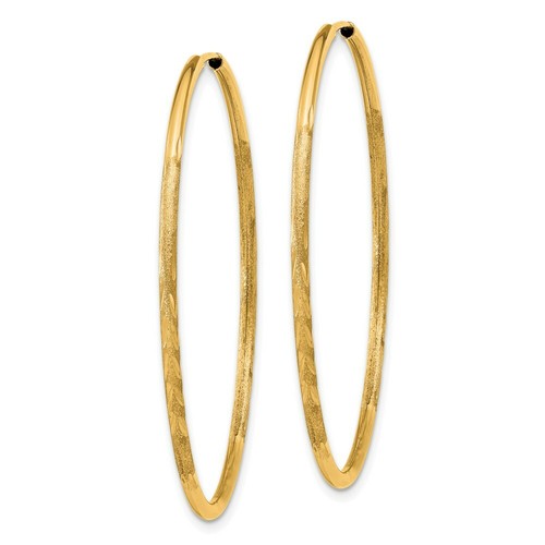 Pre-owned Goldia 14k 1.5mm Satin Diamond-cut Endless Hoop Earrings In Yellow