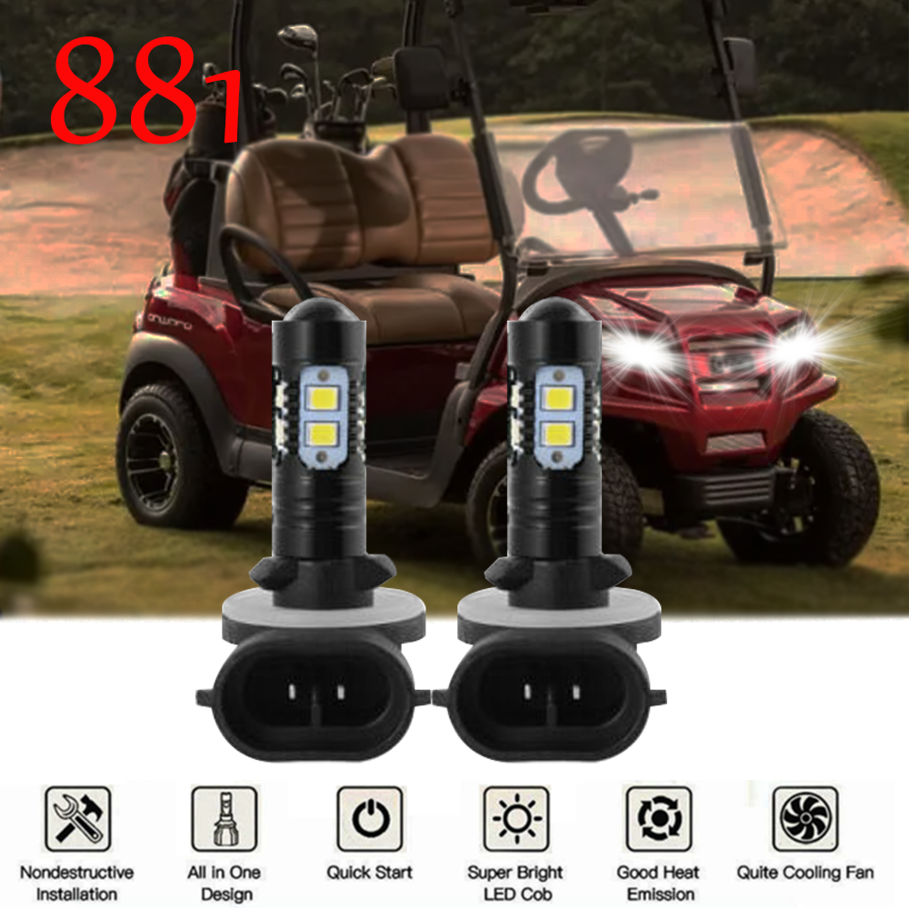 Fit EZGO For Club Car Replacement Golf Cart LED Headlight Kit Head Lamp 2X Bulbs