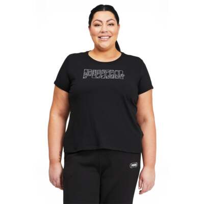 

Puma Rebel Graphic Crew Neck Short Sleeve TShirt Plus Womens Size  Casual Top, Черный