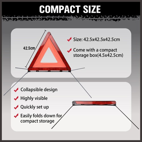 Emergency Warning Triangle DOT Approved Reflective Safety Roadside Kit for Car