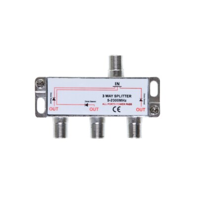 3-Way TV Coaxial Cable Splitter 5-2300 MHz for RG6 RG59 Antenna HDTV Satellite