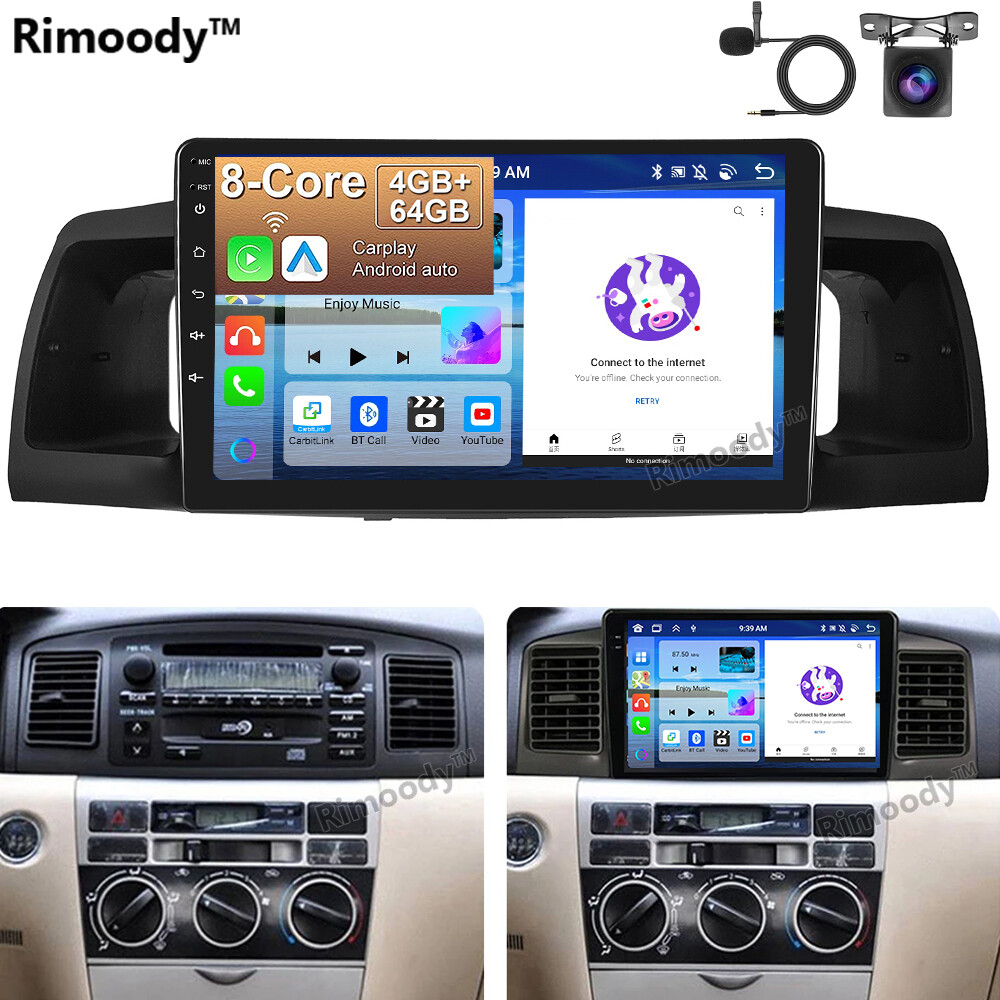 Для Toyota Corolla 2003-2008 4 + 64 ГБ Android 13 Автомобильный стерео радио GPS Navi Carplay