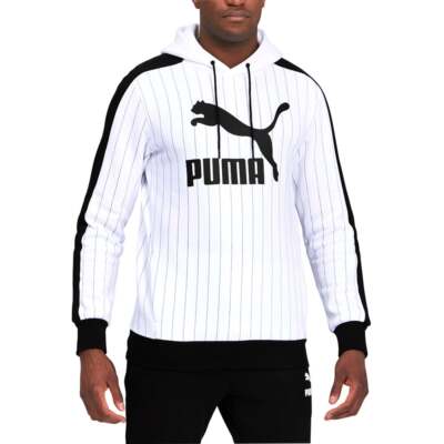 

Puma Pinstripe Aop Pullover Hoodie Mens Size  Повседневная верхняя одежда 530179-02, Белый