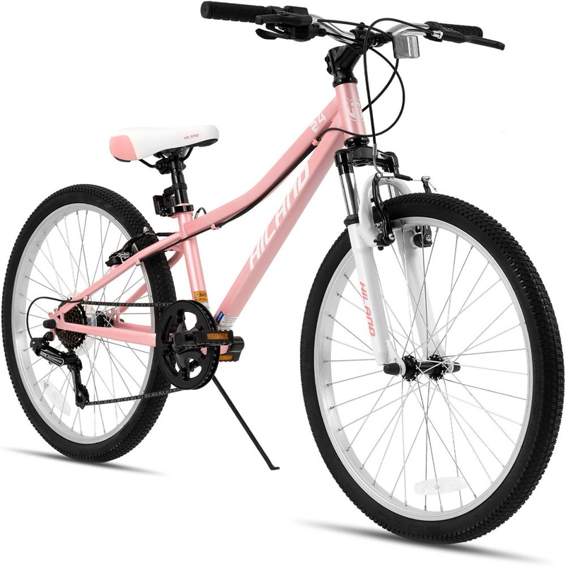 24 Inch Mountain Bike Shimano 7 Speeds for Teenager with Suspension Fork, Mint P