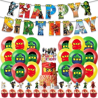 Ninjago Happy Birthday Geburtstagsdeko Girlande Luftballons für Kind Jungen Neu