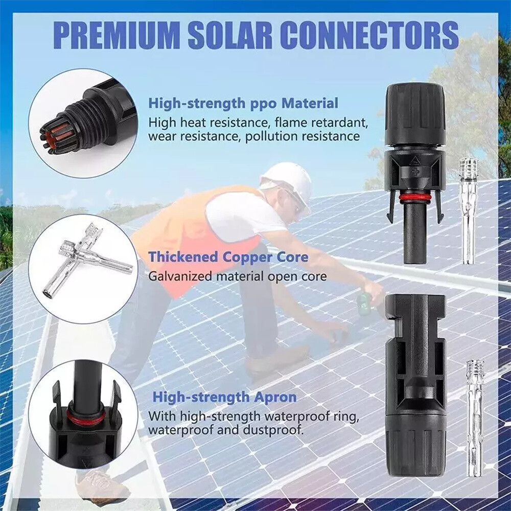 100 Pairs Male Female Wire Cable Connector Set Solar Panel Waterproof Connectors