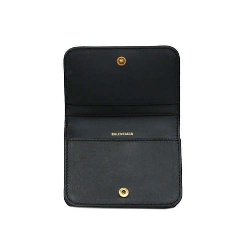 Pre-owned Balenciaga Id Wallet Monaco Fla Ca Hol 765631 Black 1000