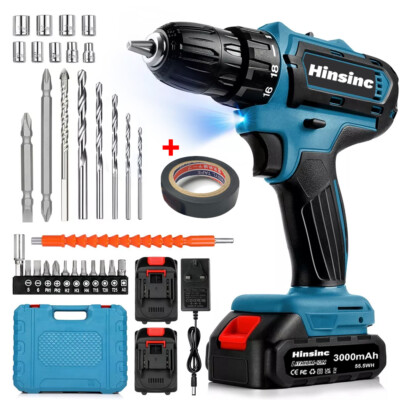 2 Battery Cordless Drill Combi Driver High Power Electric Screwdriver Set UK