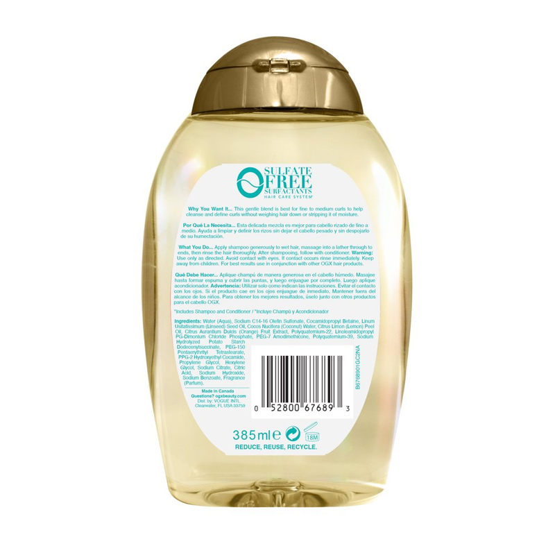 OGX Lightweight + Coconut Fine Curls Moisturizing Daily Shampoo with Flaxseed &
