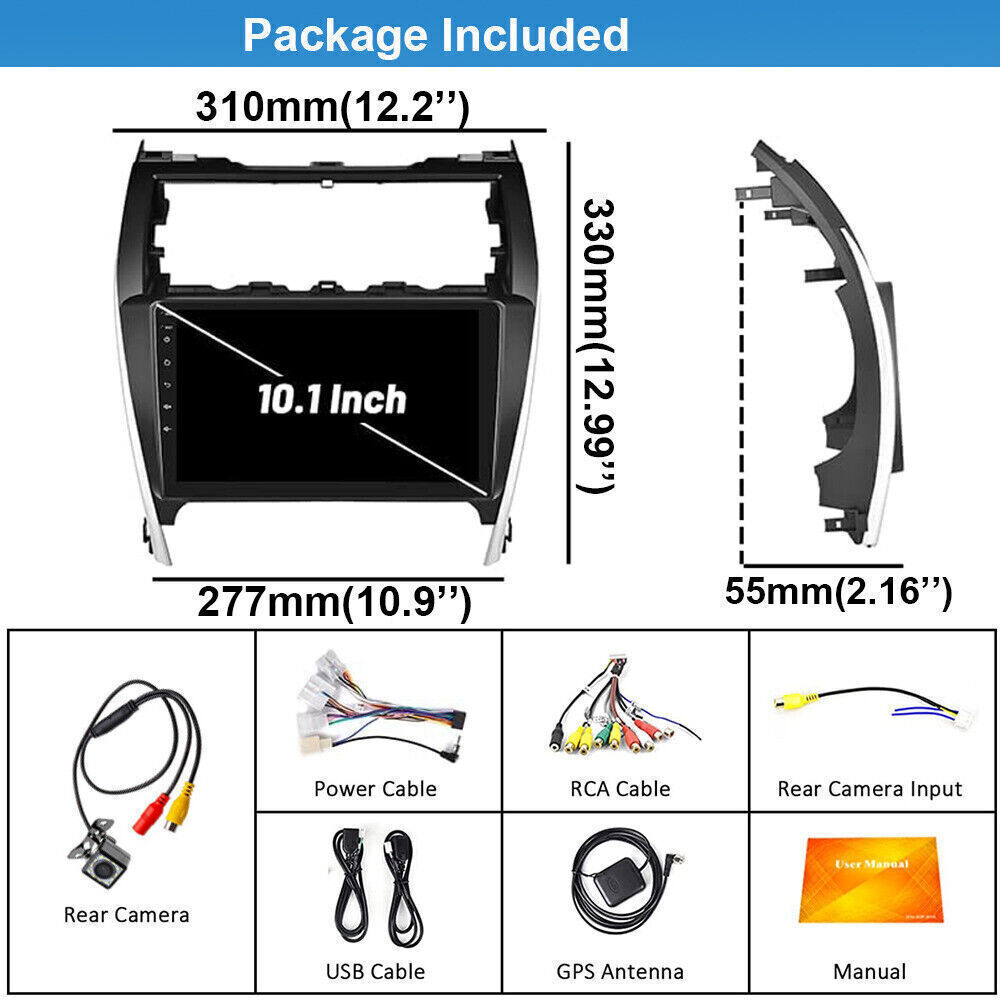 For 2012-2014 Toyota Camry Apple Carplay Car Stereo Radio Android 13 GPS Navi