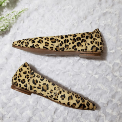 Max and Drew Women size 6 Jaguar Mimi Flat Genuine Leather Calf Hair Animal Prin