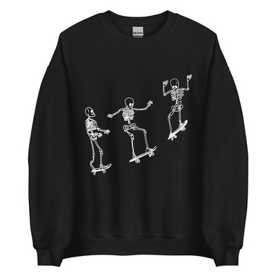 Skeleton Skateboarders Funny cool retro skater skateboarder gift Sweatshirt