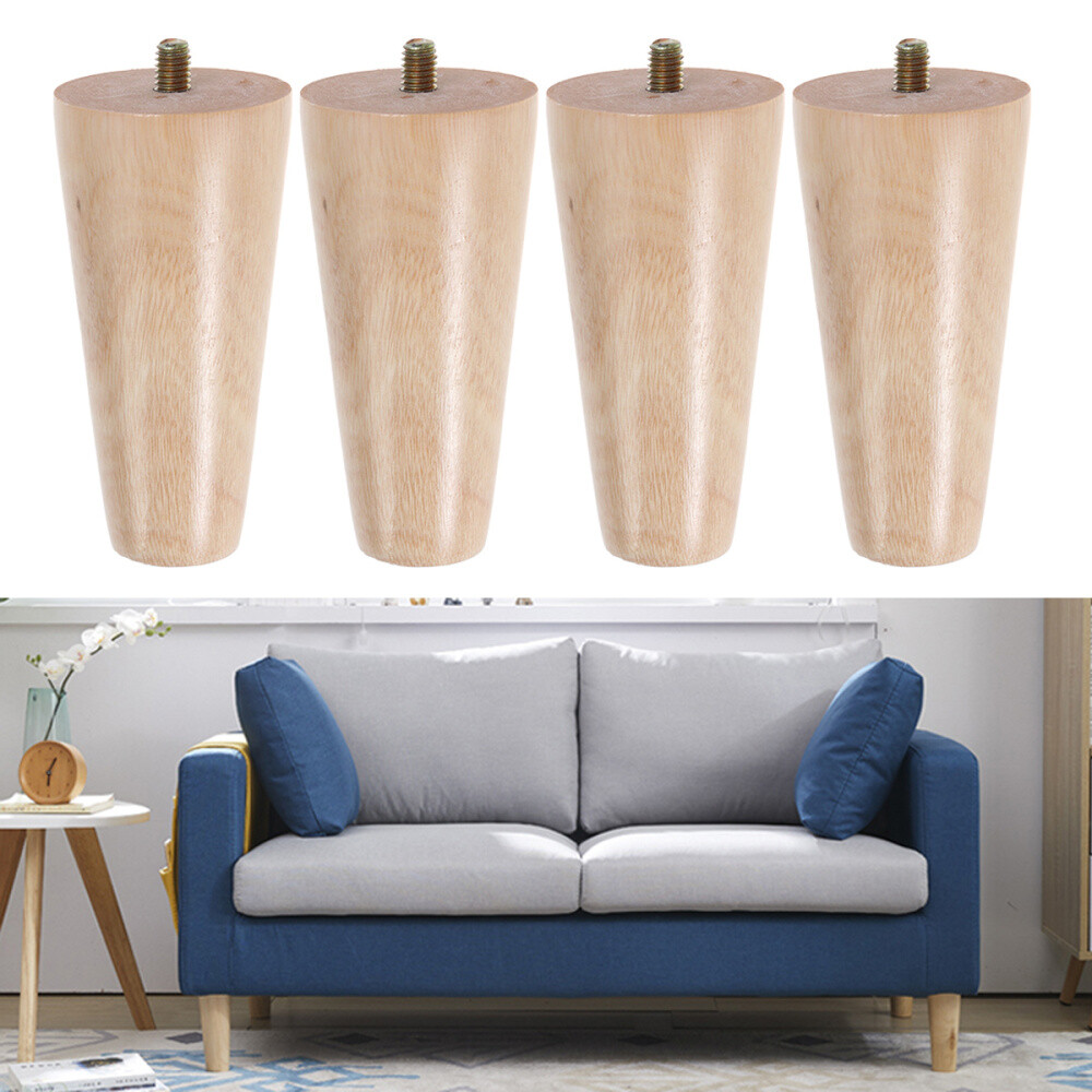 4pcs Inverted Cone Solid Wood Furniture Sofa Legs Round Bench