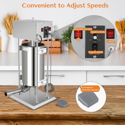 ROVSUN 15L Electric Sausage Stuffer Maker Commercial Sausage Filler Vertical New