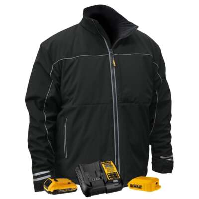 Dewalt Unisex Lightweight Heated Kit Soft Shell Black Work Jacket Small