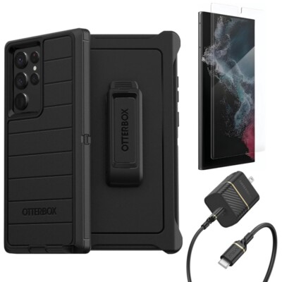 OtterBox Defender Case for Galaxy S22 Ultra + Screen Protector & 20W Charger