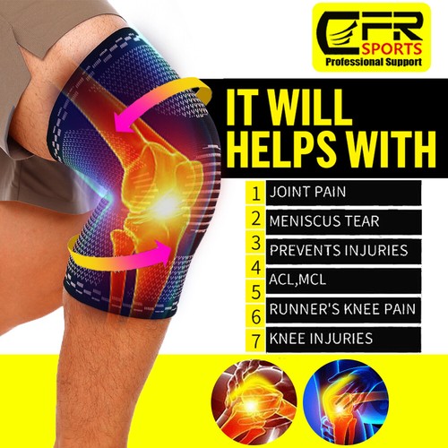 Knee Sleeves Compression Brace Support Sport Joint Injury Pain Arthritis Copper