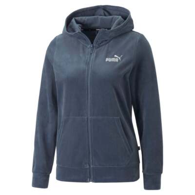 Puma Ess+ Velour FullZip Hoodie Мужская серая повседневная верхняя одежда 84996418