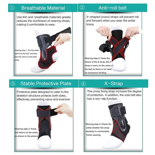 Black Ankle Brace Support Compression Stabilizer Pain Relief Foot Lace Up Wrap X