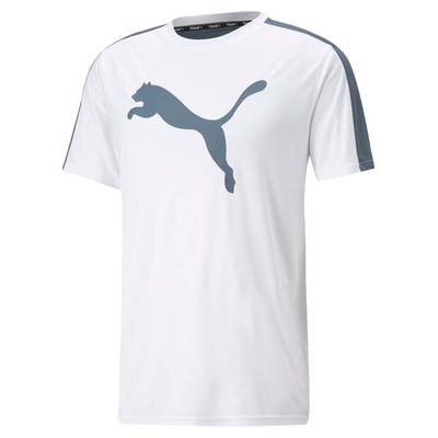 Puma Fit Logo Crew Neck Short Sleeve Training TShirt Mens White Casual Tops 5226