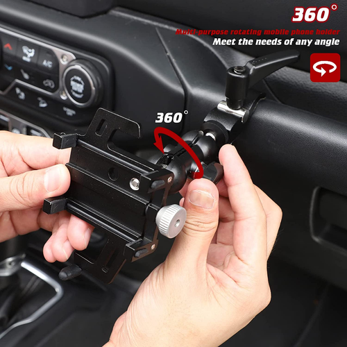 A-Pillar Phone Holder Mount Bracket Anti-Shake for Jeep Wrangler JK JL JT 2007+