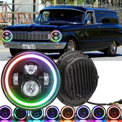Fit Ford Falcon Sedan Delivery 1961-1965 Pair  7inch Round Headlight Angel Eye