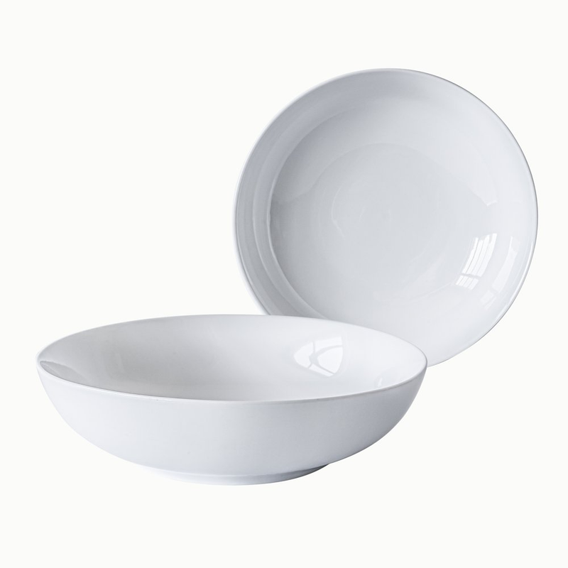 Stylish Large Porcelain Pasta Serve Bowls Microwave Safe Dinnerware Set of 2