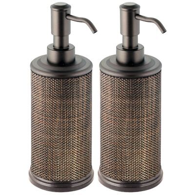 mDesign Woven Soap Dispenser Pump Bottle for Bathroom, Kitchen, 2 Pack - Bronze