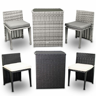 LACESTONE 3tlg Poly Rattan Sitzgruppe Gartenmöbel Lounge Terrasse Balkontisch