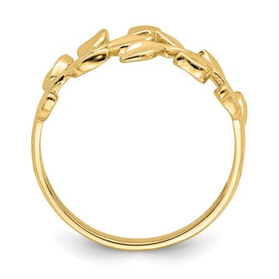 Pre-owned Superdealsforeverything Real 14kt Yellow Gold Polished Leaf Ring S:7