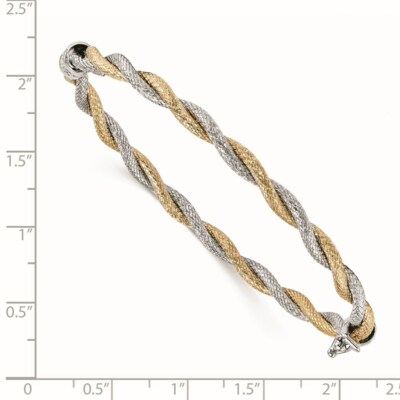 Pre-owned Superdealsforeverything Real 14kt W/ White Rhodium Textured Hinged Bangle; 7.25 Inch