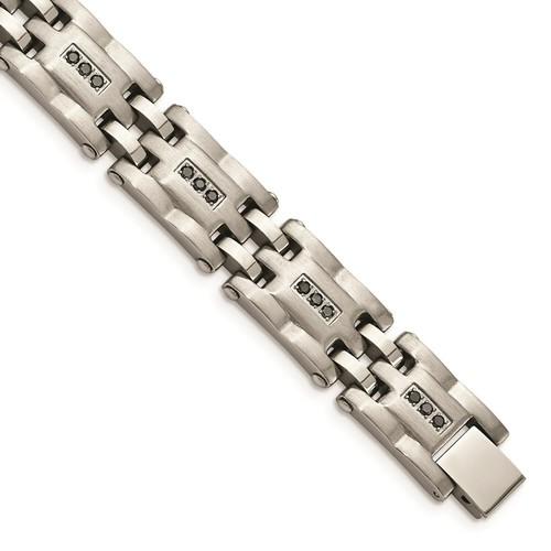 Pre-owned Chisel Stainless Steel Polished/brushed 3/4ct Tw. Diamond Bracelet In White