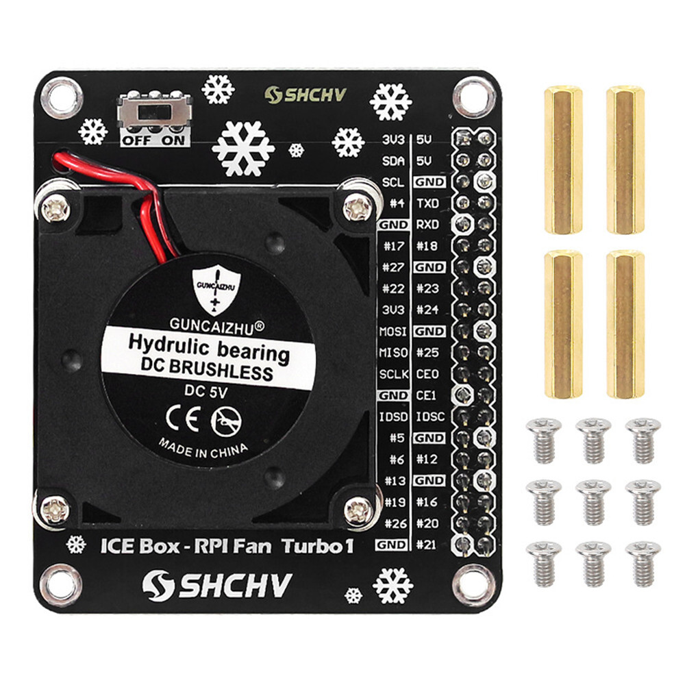 O Cooling Fan + Led Light Mini Turbo Fan For Raspberry Pi 4b/3b+/3b