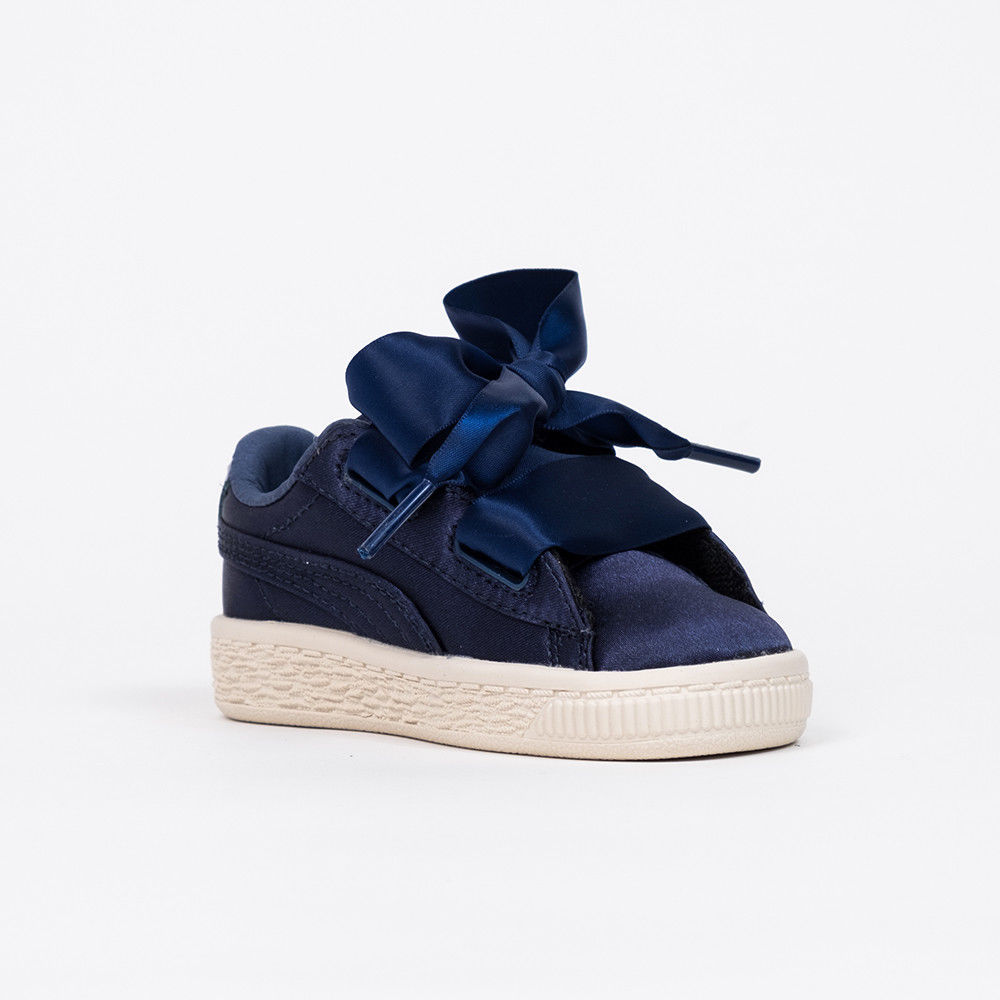 SCARPE PUMA BASKET HEART TWEEN INF 365143 03 BAMBINA BLU FIOCCO ORIGINALI