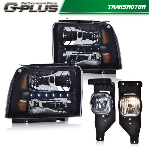 Подходит для 05-2007 Ford F250-550 Super Duty 4X Дымчатые фары и прозрачные противотуманные фары