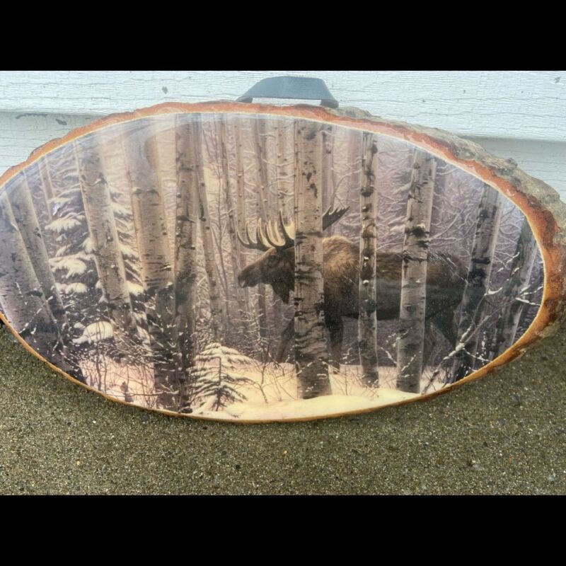 Rustic Log Cabin Decor Moose Painted Sign 12inches
