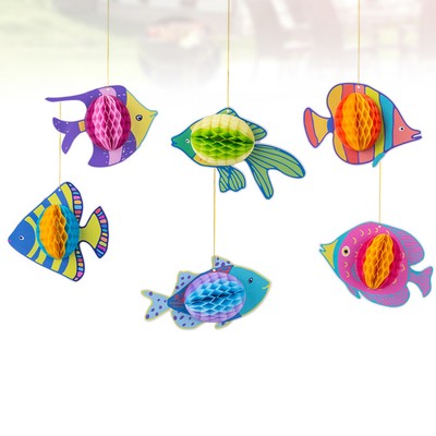 Marine Party Honeycomb Tropical Fish Hanging Ornament Tissue Paper Fish