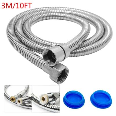 Stainless Steel Shower Head Hose Handheld Extra Long Bathroom Flexible Tube